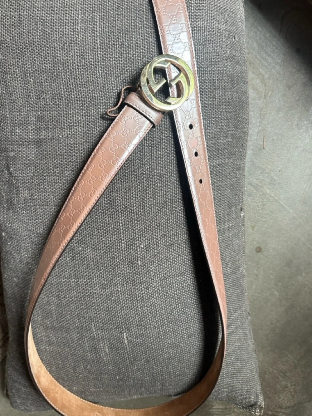 Gucci Pink Guccissima leather Interlocking GG Belt